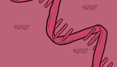 A piece of single-stranded RNA floats across the screen and then pauses